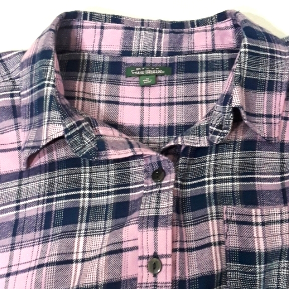 Wild Fable Sz M Plaid Button Up Highlow Back Pleat Shirt - Picture 6 of 10